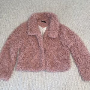 Blush Pink/Lavendar Collar Fuzzy Coat